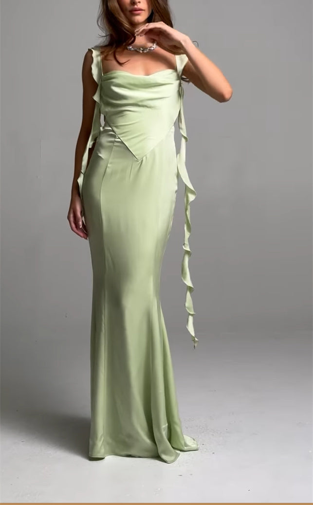 Strapless Sleeveless Floor-Length Evening Gown with Sash