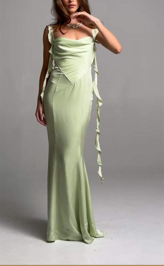 Strapless Sleeveless Floor-Length Evening Gown with Sash