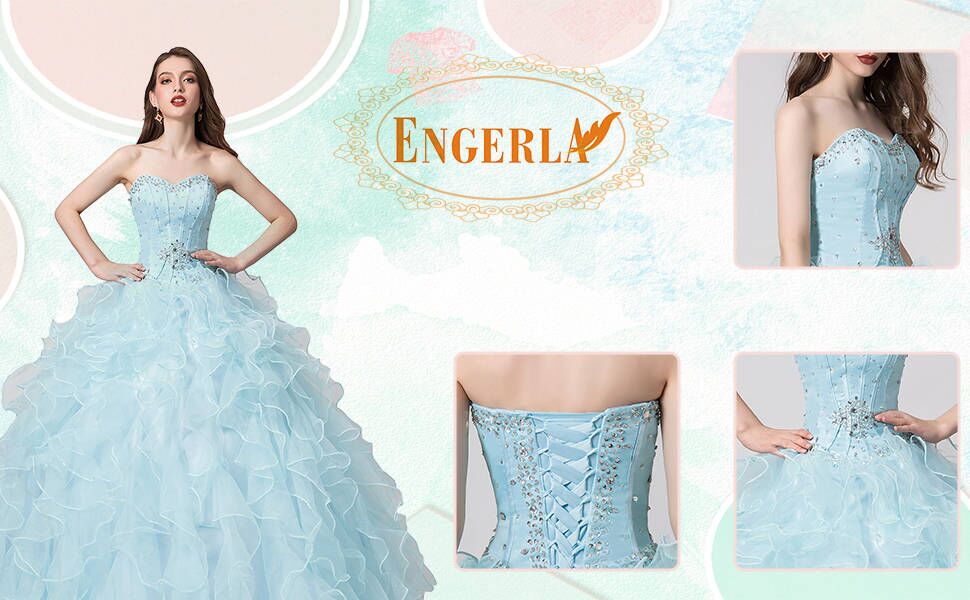 Engerla Women's Applique Off Shoulder Ball Prom Gown Burgundy Organza Quinceanera Dress