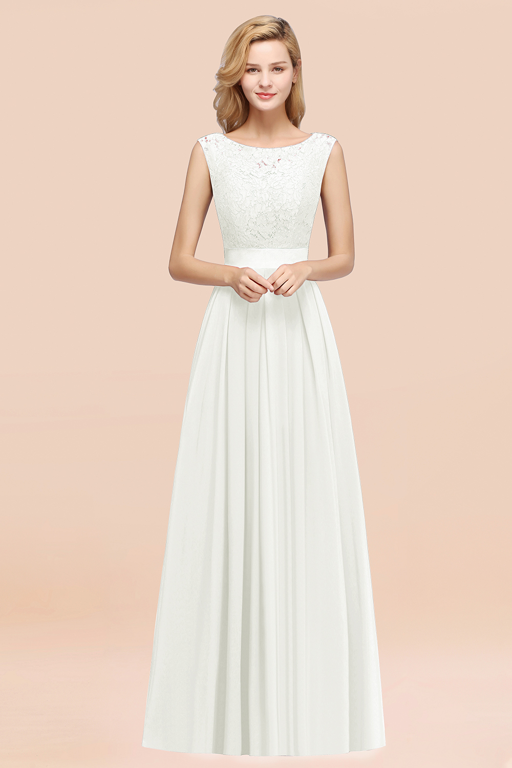 BMbridal Vintage Sleeveless Lace Bridesmaid Dresses Affordable Chiffon Wedding Party Dress Online-BMbridal