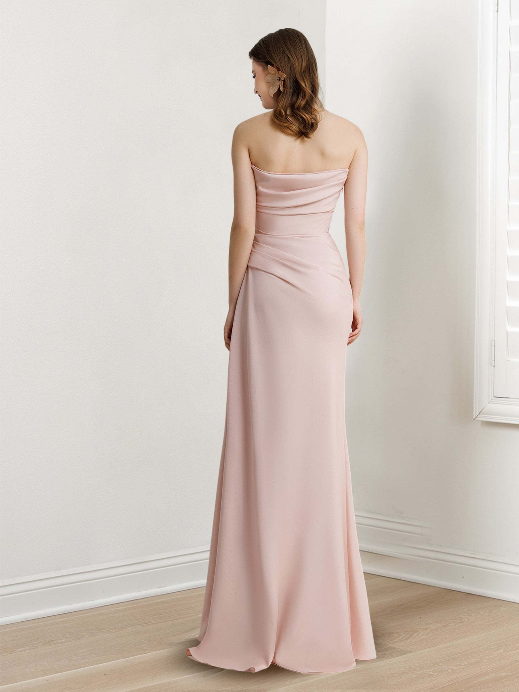 Strapless Sleeveless Beaded Floor-Length Evening Gown