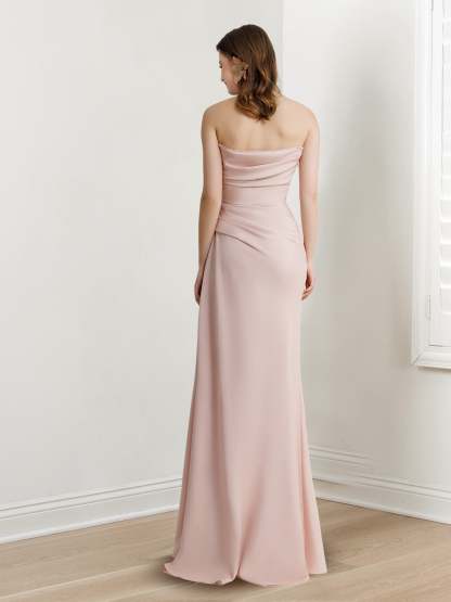 Strapless Sleeveless Beaded Floor-Length Evening Gown