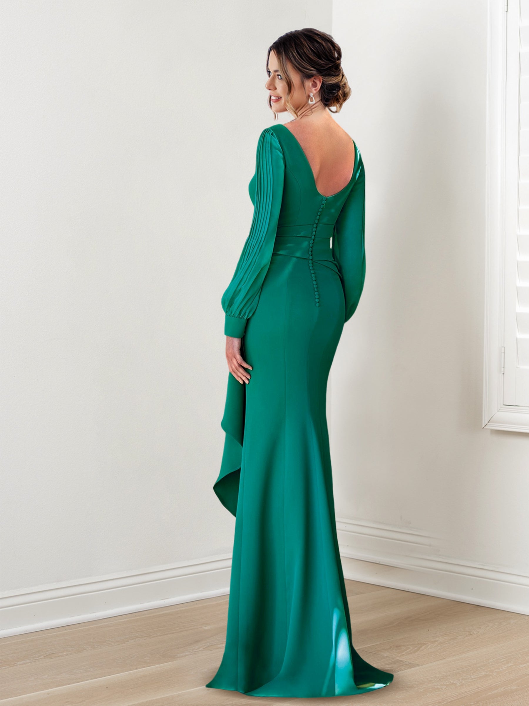 Long-Sleeve Sheath/Column Mother of the Bride Gown