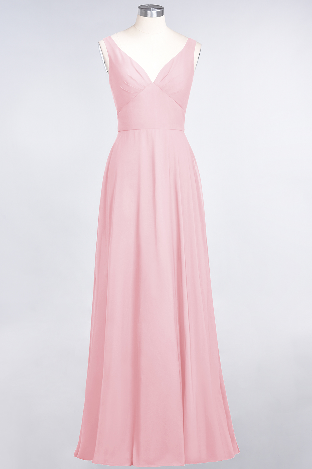 BMbridal Chic Chiffon V-Neck Straps Ruffle Affordable Bridesmaid Dresses with Open Back-BMbridal