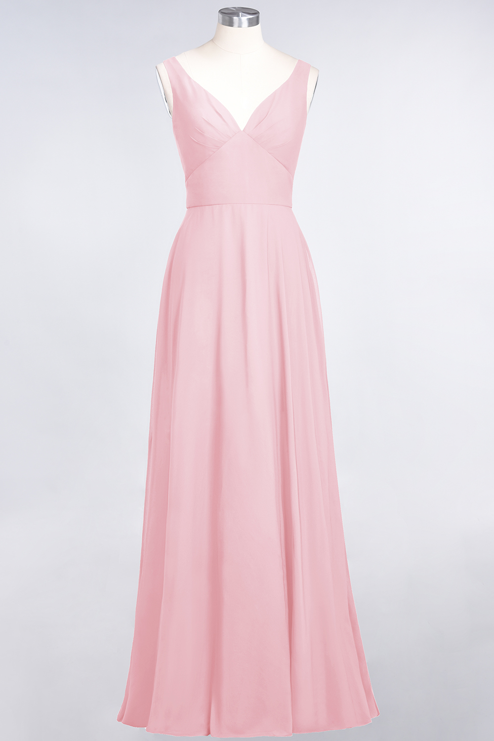 BMbridal Chic Chiffon V-Neck Straps Ruffle Affordable Bridesmaid Dresses with Open Back-BMbridal