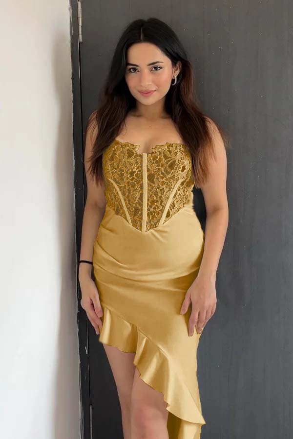 Strapless Sweetheart Sleeveless Prom Dress With Pleated Ruffle