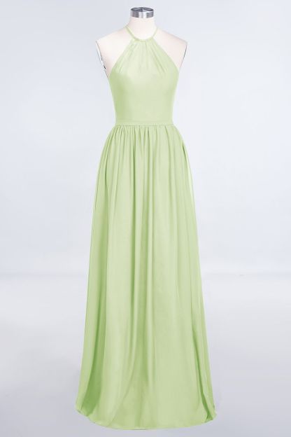 BMbridal Affordable Halter Sleeveless Long Burgundy Bridesmaid Dress with Ruffle-BMbridal