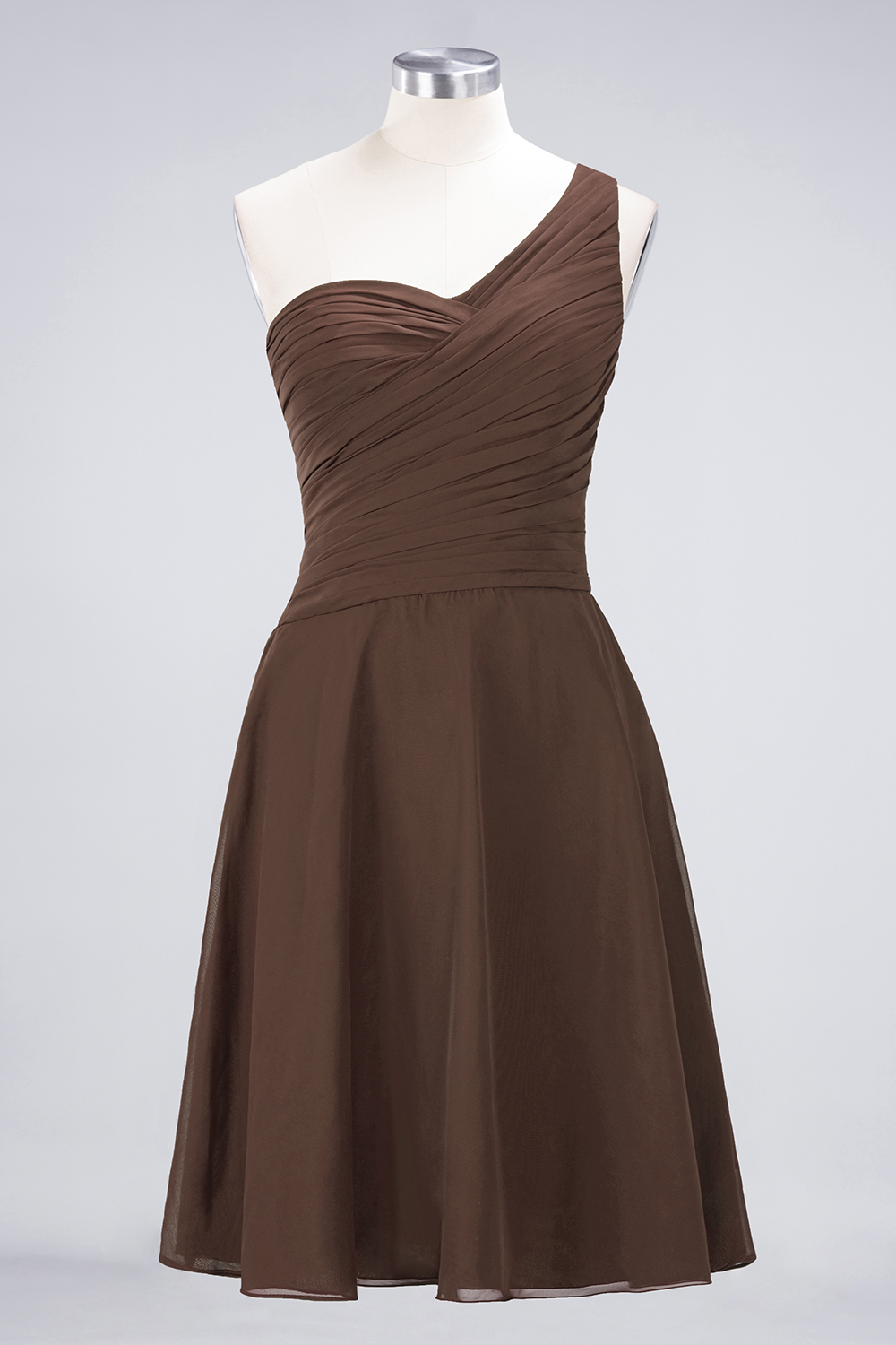 BMbridal Chic One-Shoulder Short Burgundy Affordable Bridesmaid Dress with Ruffle-BMbridal