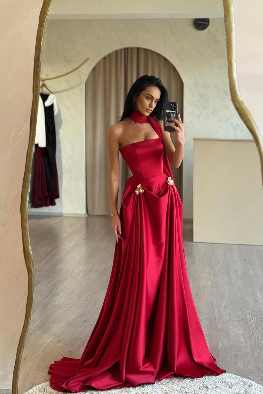 Strapless Sleeveless A Line Long Prom Dress With Ruffles Beading