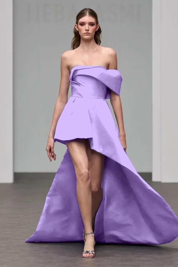 One Shoulder Sleeveless A Line Short Prom Dress With Pleated