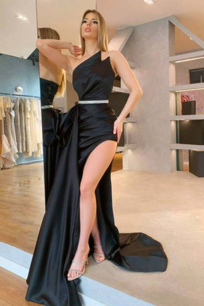 Hot Sale Fuchsia Prom Dress With Trail Sleeveless High Split