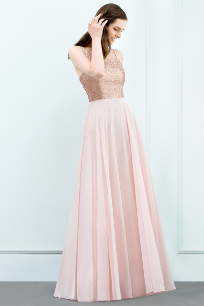 BMbridal Sparkly Sequined Top Spaghetti Straps Affordable Bridesmaid Dresses Online-BMbridal