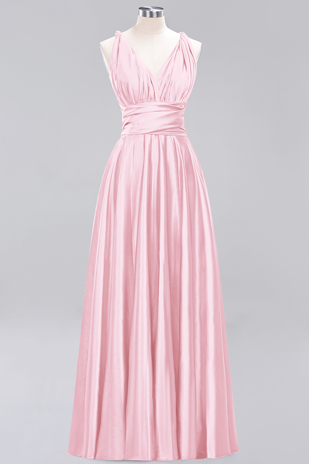 BMbridal Chic Burgundy Satin Long Bridesmaid Dresses With One Shoulder-BMbridal