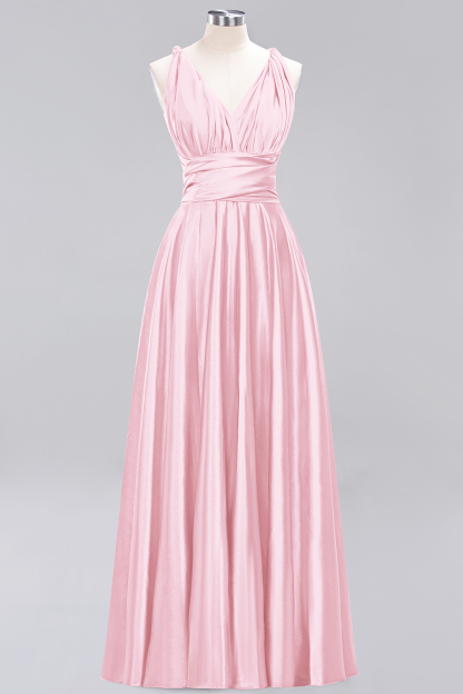 BMbridal Chic Burgundy Satin Long Bridesmaid Dresses With One Shoulder-BMbridal