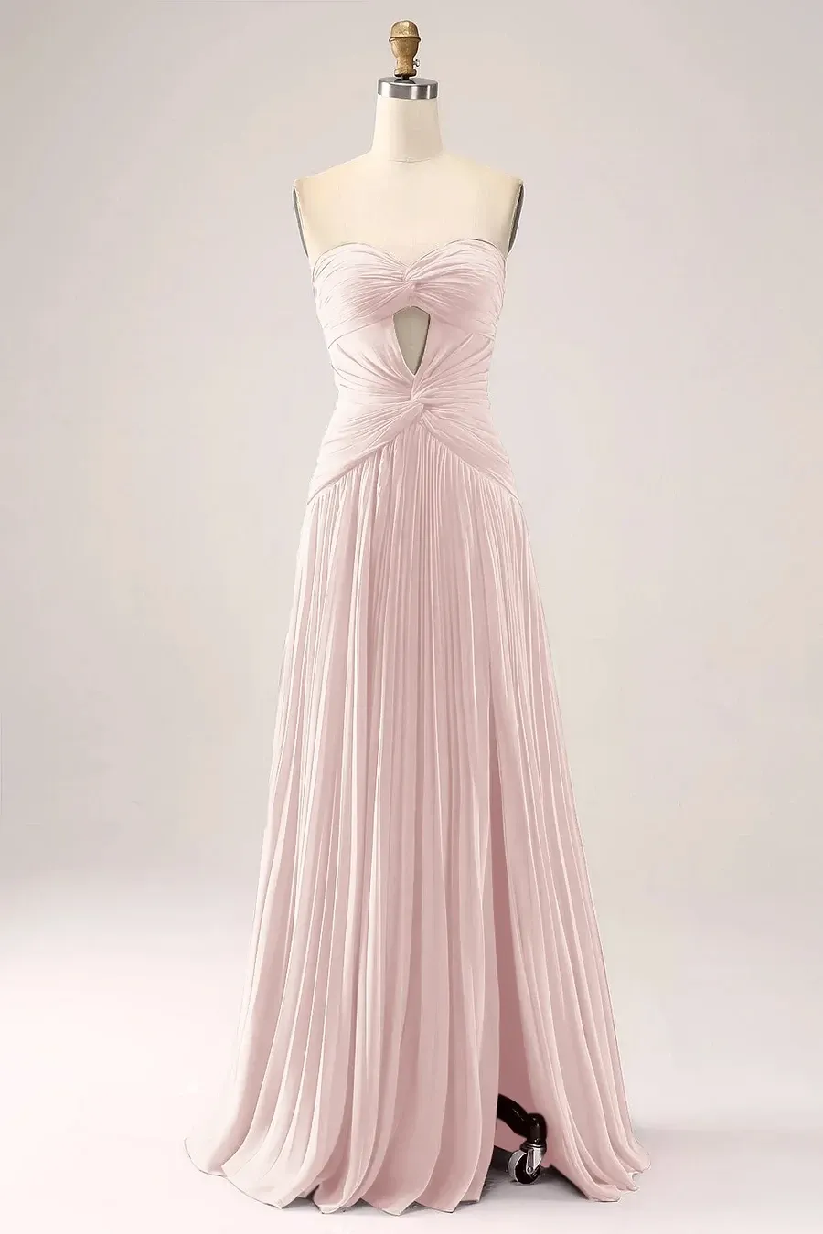 Gorgeous Fuchsia Strapless Cut Out Draped Pleated Prom Dress