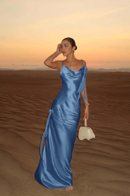 Spaghetti Strap Backless Sleeveless Long Mermaid Prom Dress With Pleated