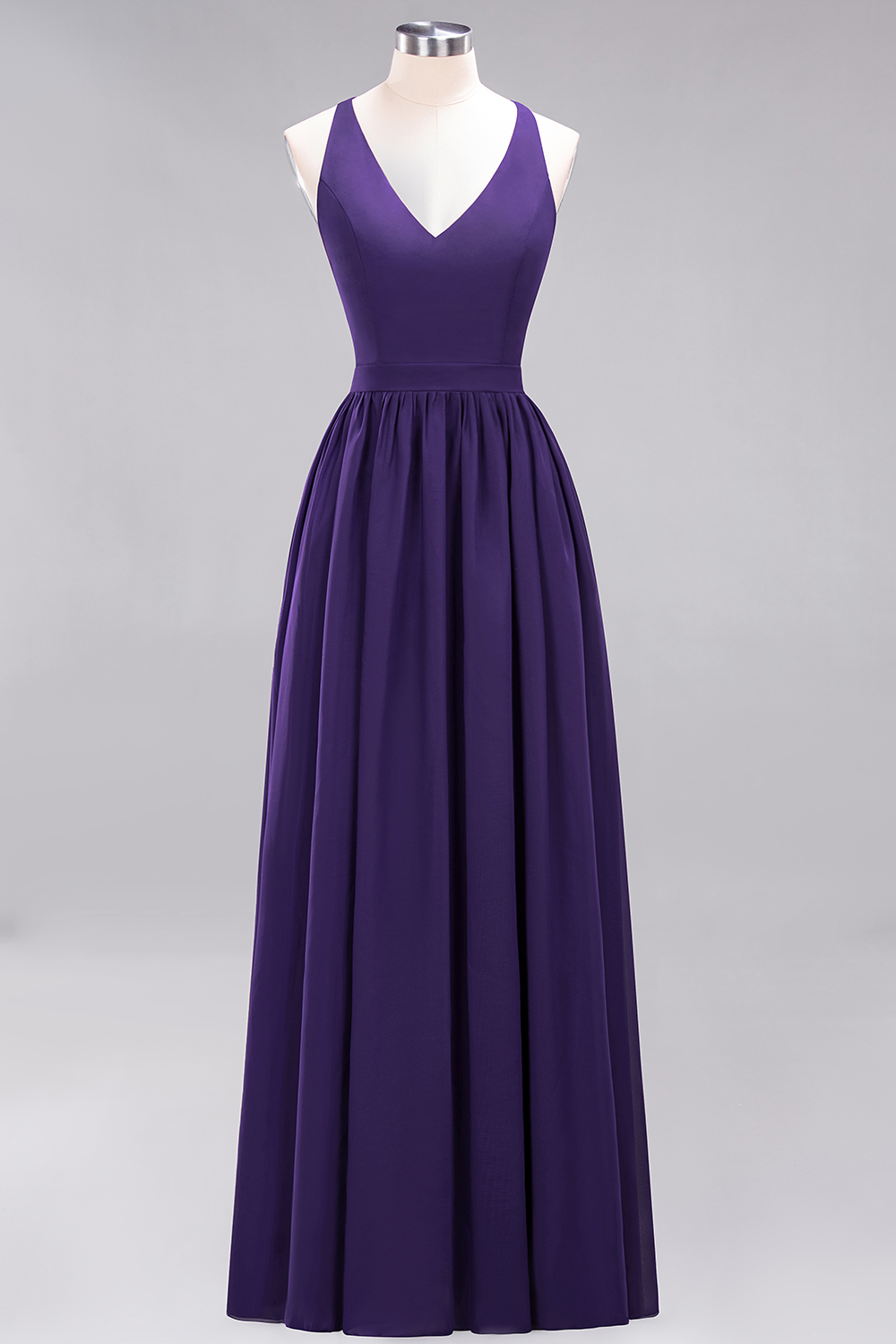 BMbridal Affordable Chiffon V-Neck Sleeveless Lace Bridesmaid Dress Online-BMbridal