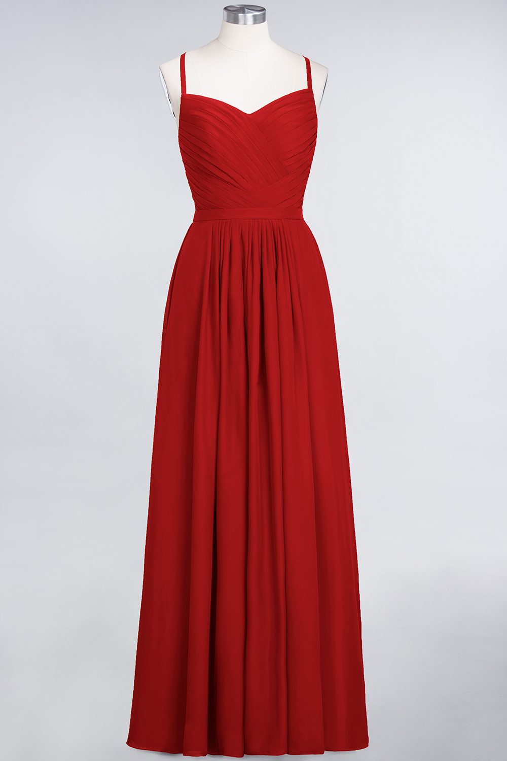 BMbridal Glamorous Spaghetti Straps Sweetheart Ruffle Chiffon Bridesmaid Dress Online-BMbridal