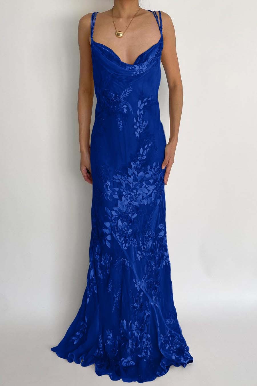 Spaghetti Strap Sleeveless Long Mermaid Prom Dress With Appliques