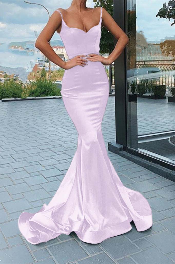 Chic Black Spaghetti Strap Sleeveless Long Mermaid Prom Dress With Pleated