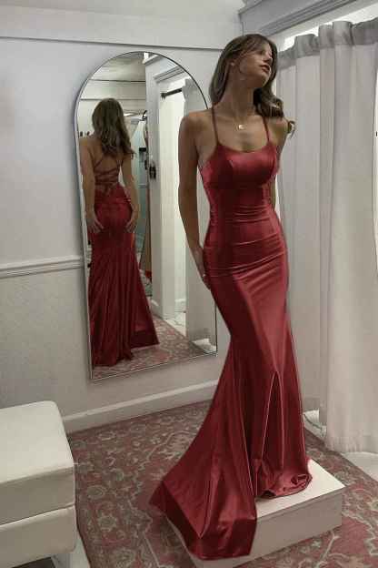 Pink Mermaid Sweetheart Spaghetti Strap Long Prom Dress