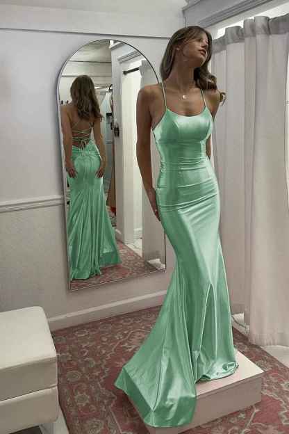 Pink Mermaid Sweetheart Spaghetti Strap Long Prom Dress