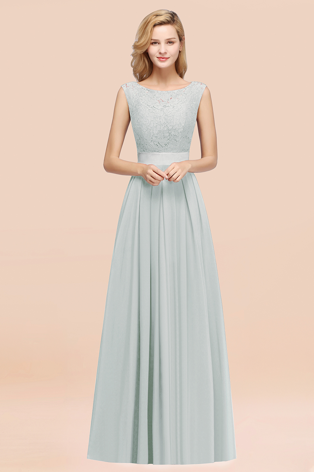 BMbridal Vintage Sleeveless Lace Bridesmaid Dresses Affordable Chiffon Wedding Party Dress Online-BMbridal
