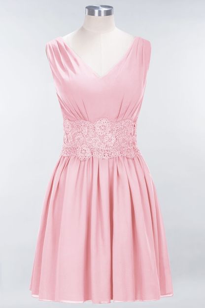 BMbridal Pretty V-Neck Short Sleeveless Lace Bridesmaid Dresses Online-BMbridal