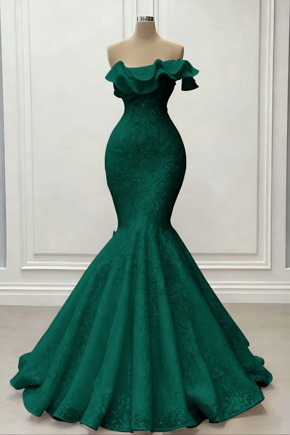 Red Gorgeous Strapless Mermaid Sequins Prom Dress With Embroidery On Sale