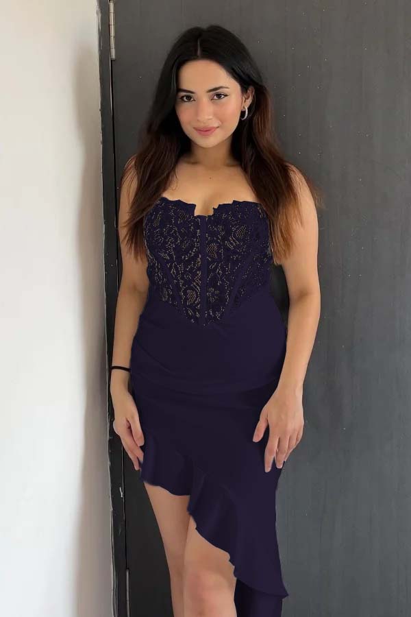 Strapless Sweetheart Sleeveless Prom Dress With Pleated Ruffle