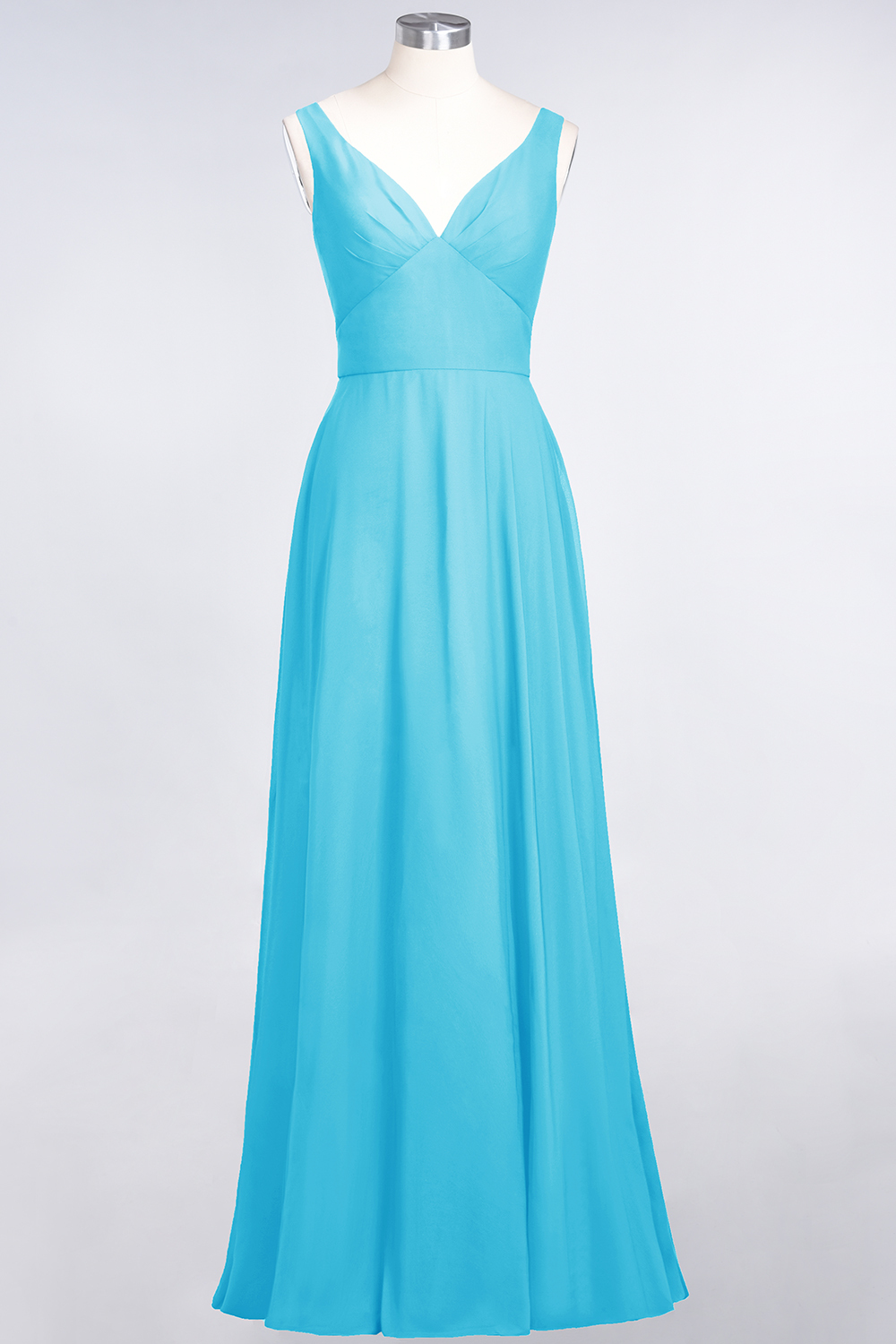 BMbridal Chic Chiffon V-Neck Straps Ruffle Affordable Bridesmaid Dresses with Open Back-BMbridal
