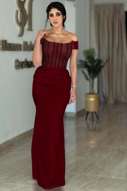 Off the Shoulder Sleeveless Mermaid Long Prom Dress With Beading