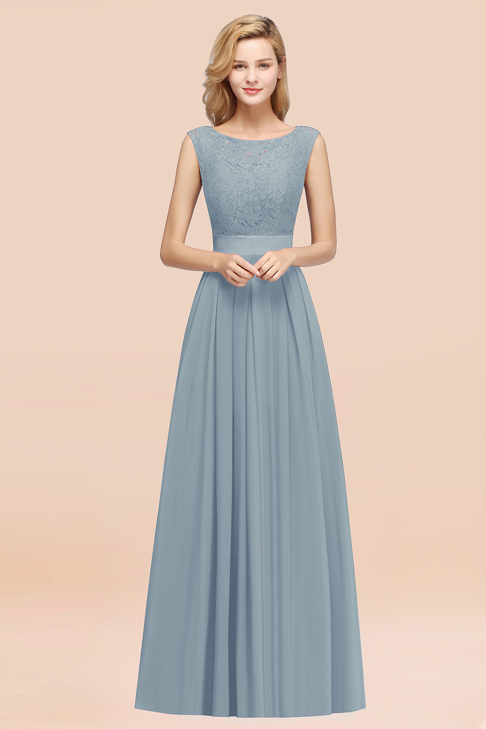 BMbridal Vintage Sleeveless Lace Bridesmaid Dresses Affordable Chiffon Wedding Party Dress Online-BMbridal