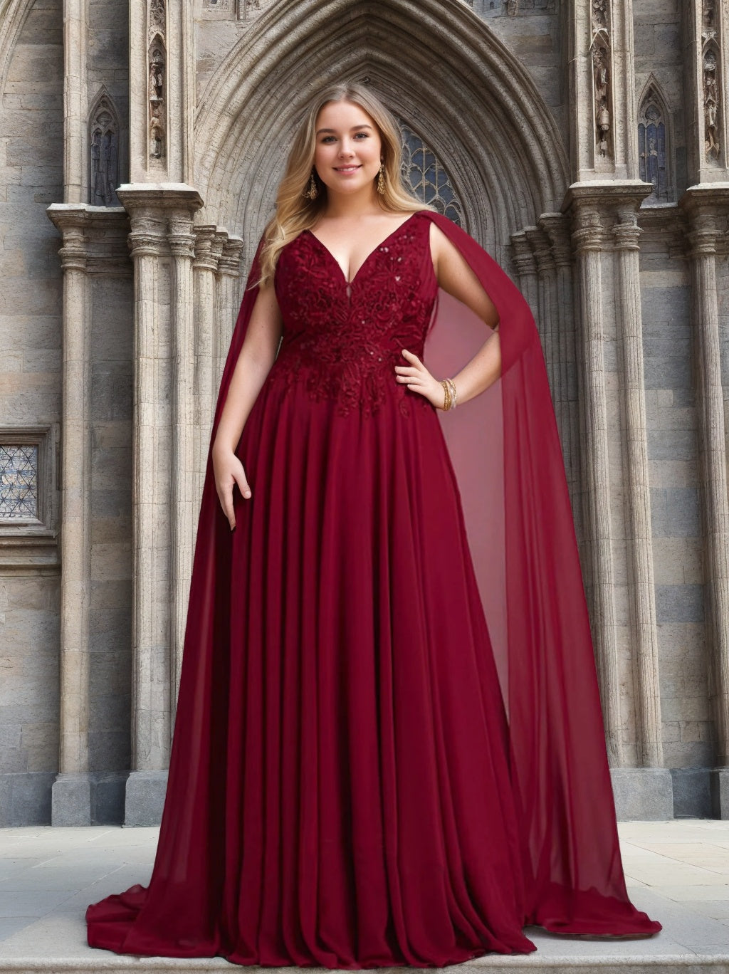 V-Neck A-Line Princess Mother of the Bride Dresses Featuring Applique