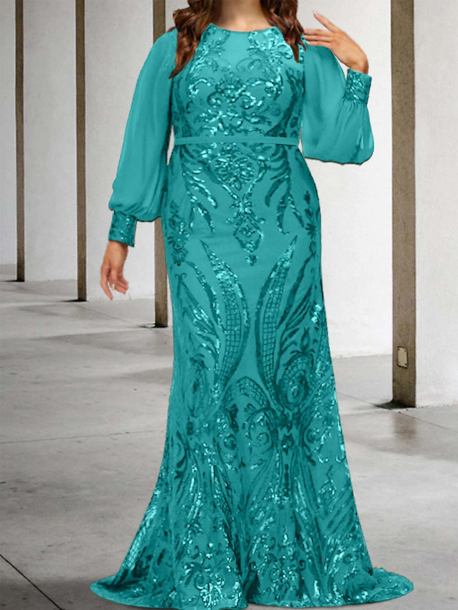 Sequined Mother of the Bride Sheath or Column Gowns