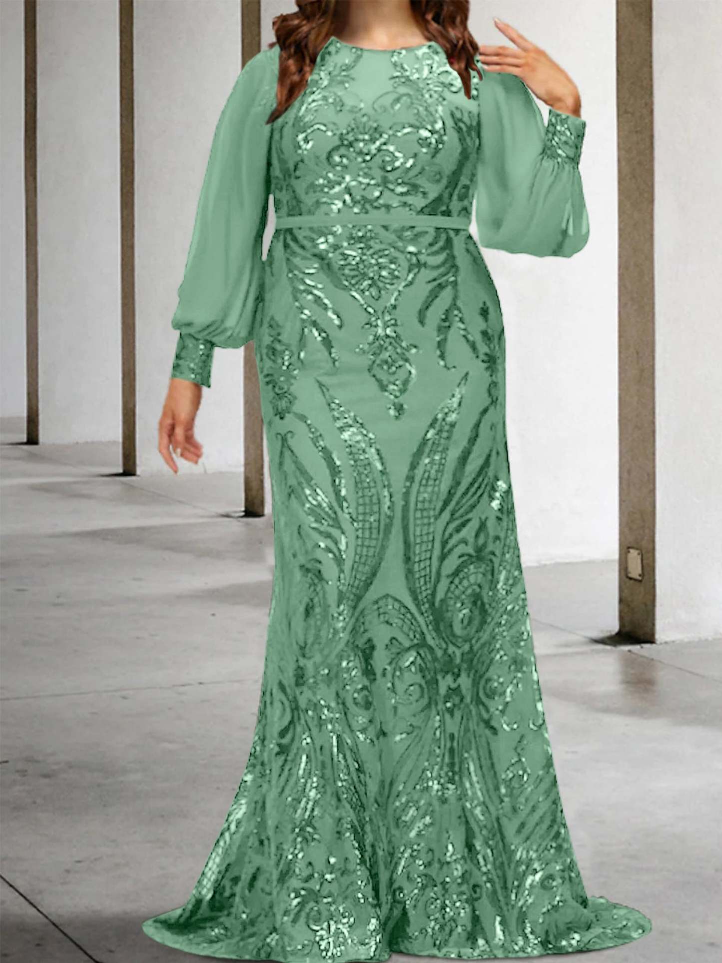 Sequined Mother of the Bride Sheath or Column Gowns