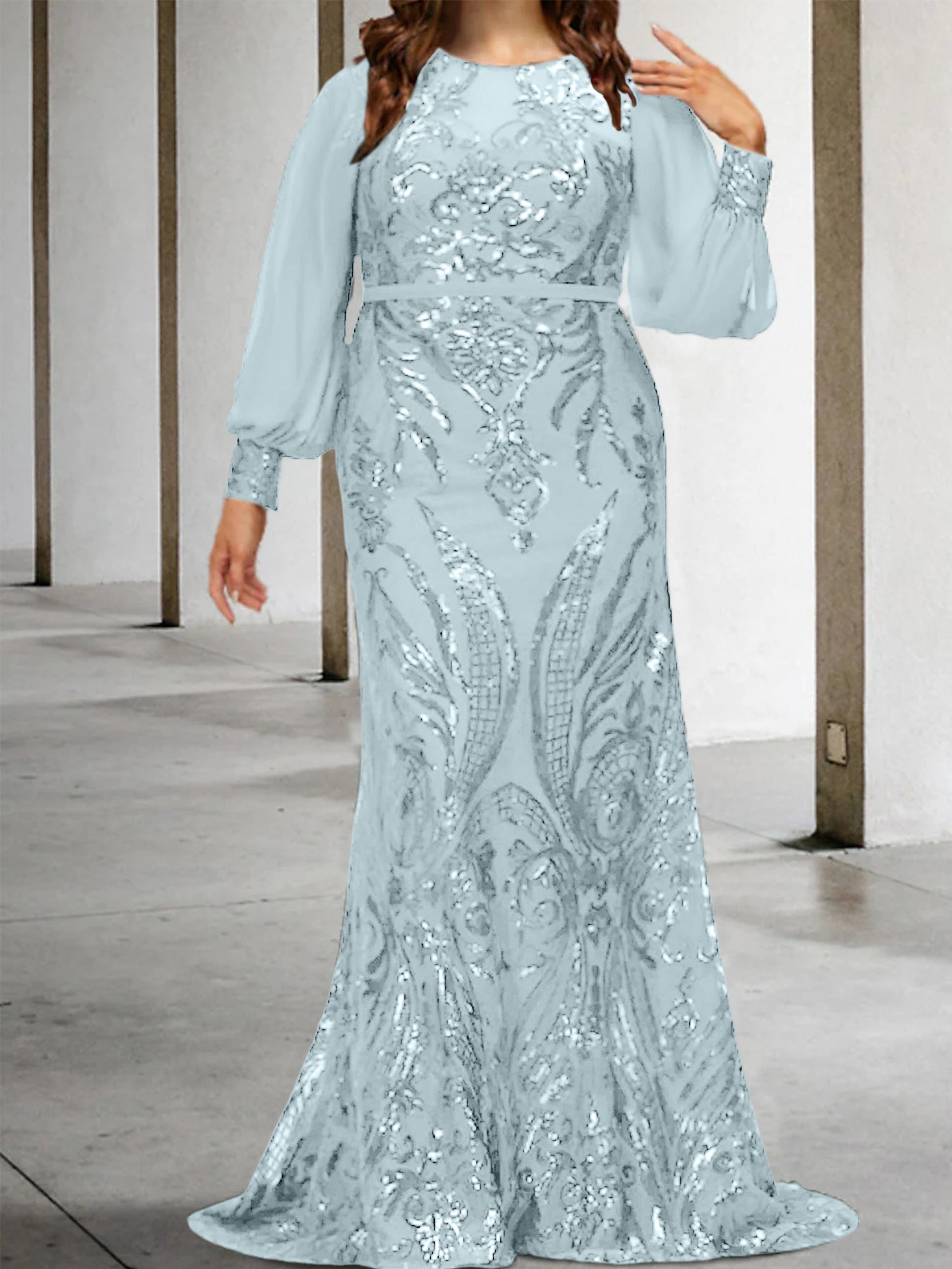 Sequined Mother of the Bride Sheath or Column Gowns