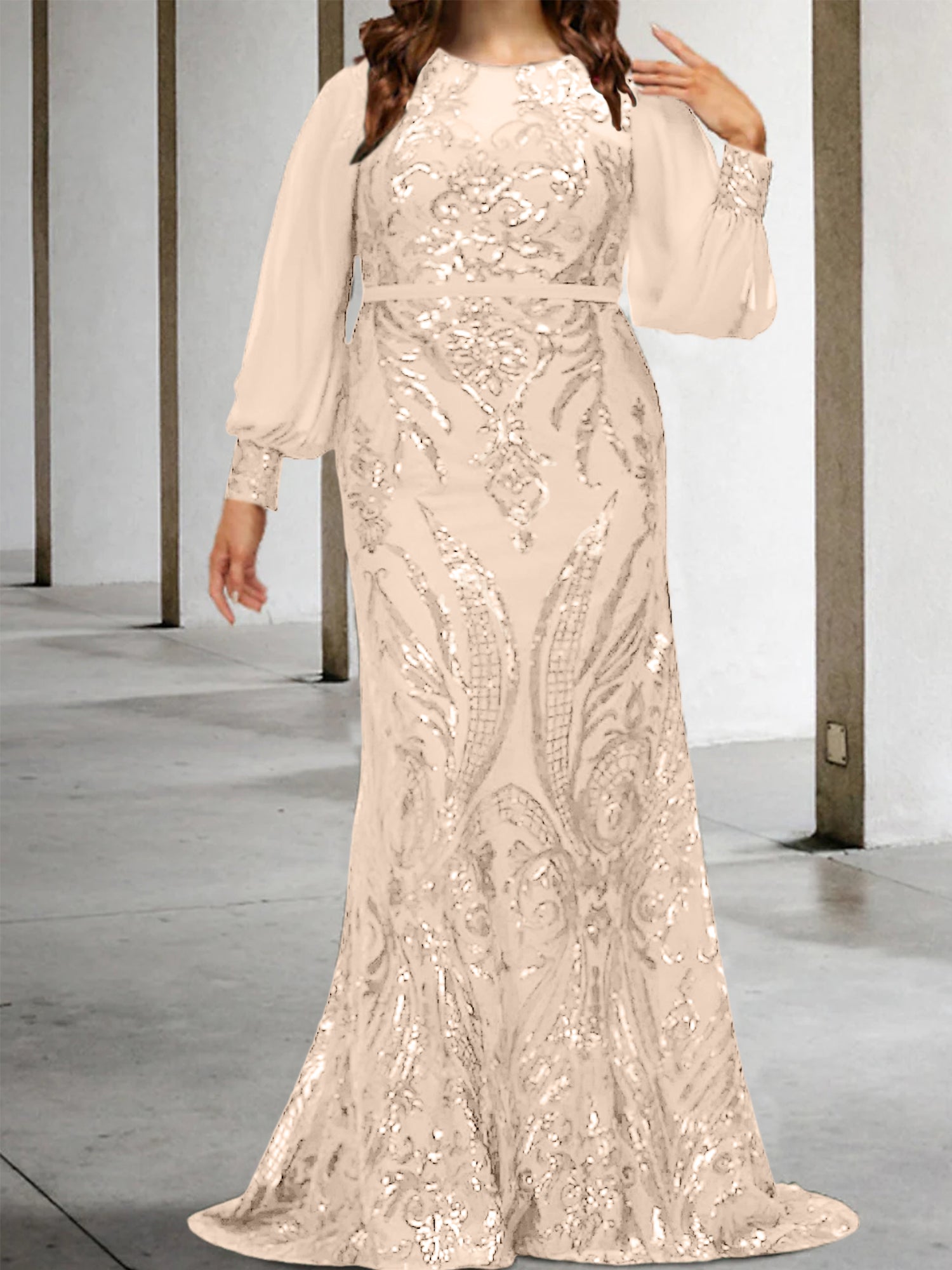 Sequined Mother of the Bride Sheath or Column Gowns