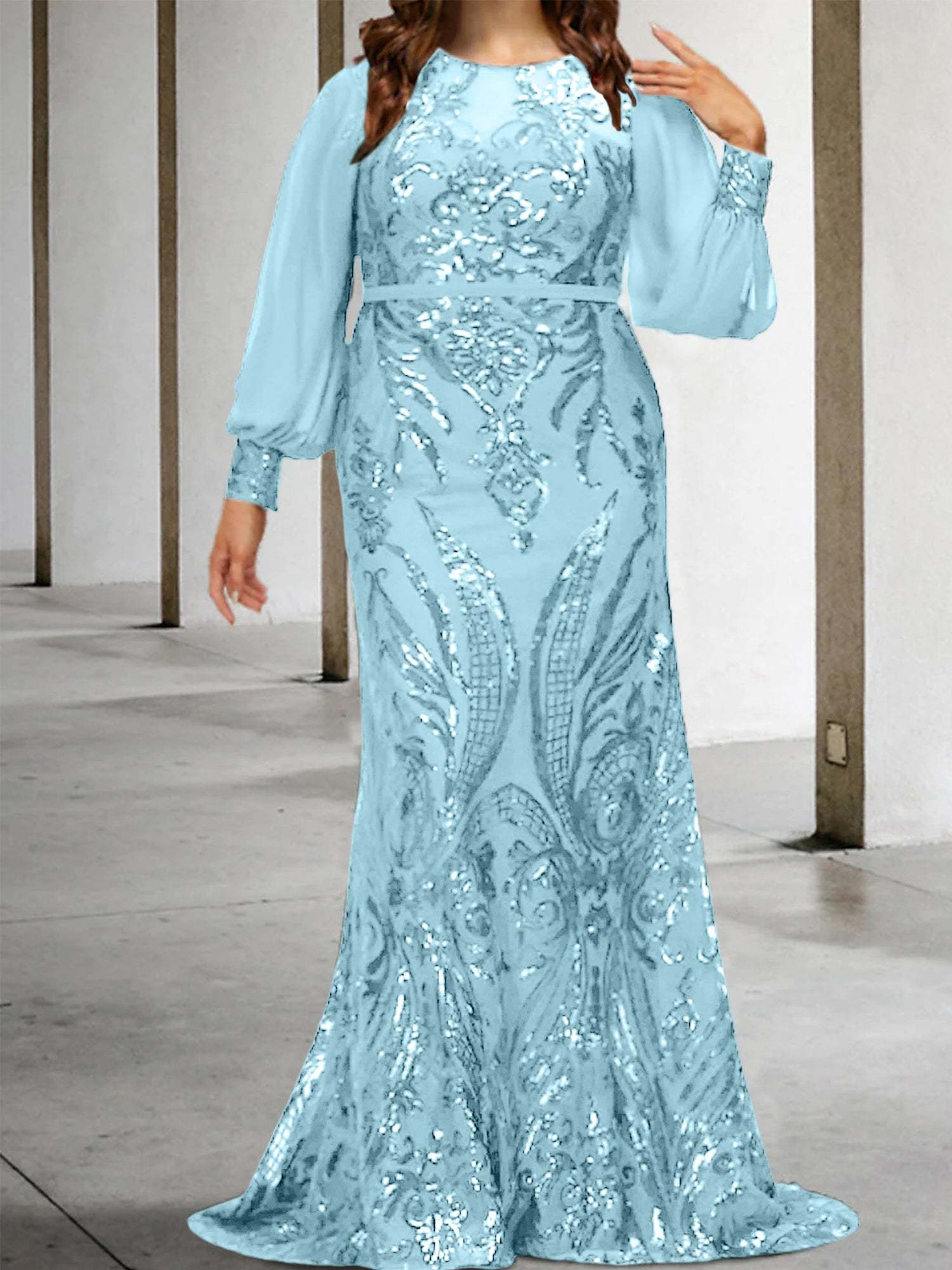 Sequined Mother of the Bride Sheath or Column Gowns