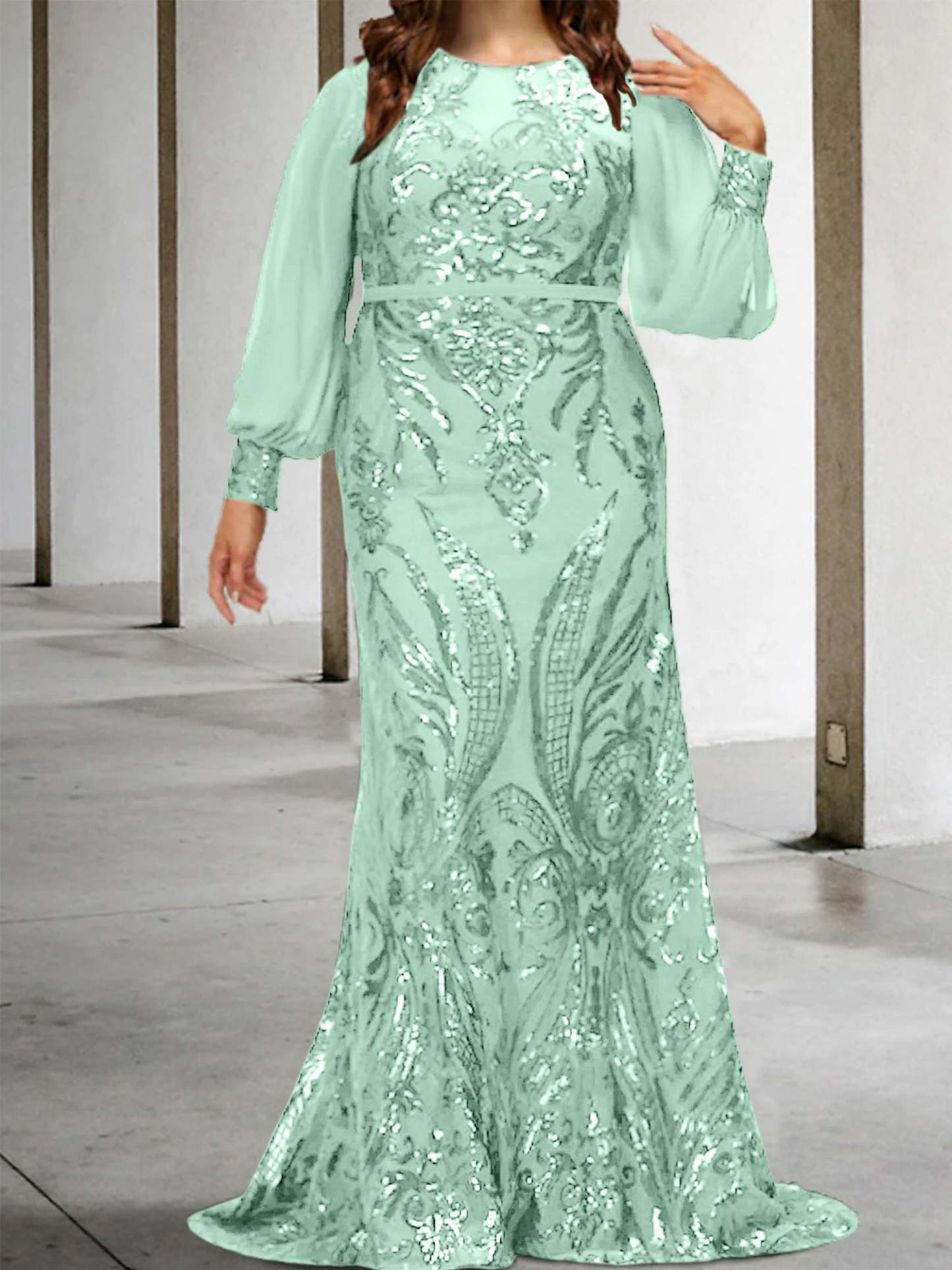 Sequined Mother of the Bride Sheath or Column Gowns