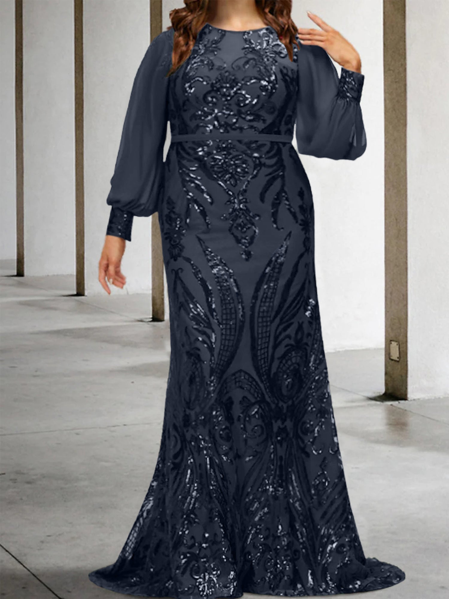Sequined Mother of the Bride Sheath or Column Gowns