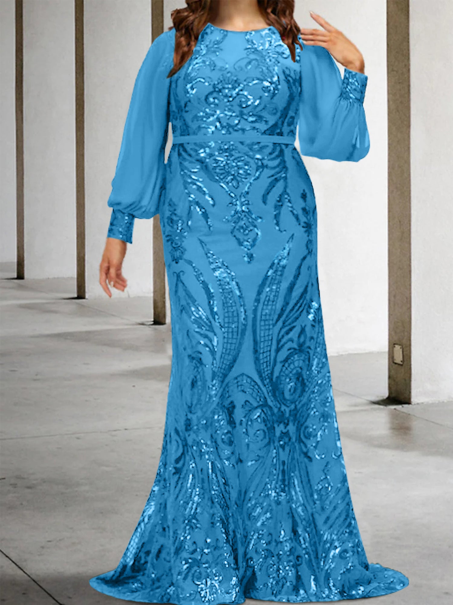 Sequined Mother of the Bride Sheath or Column Gowns