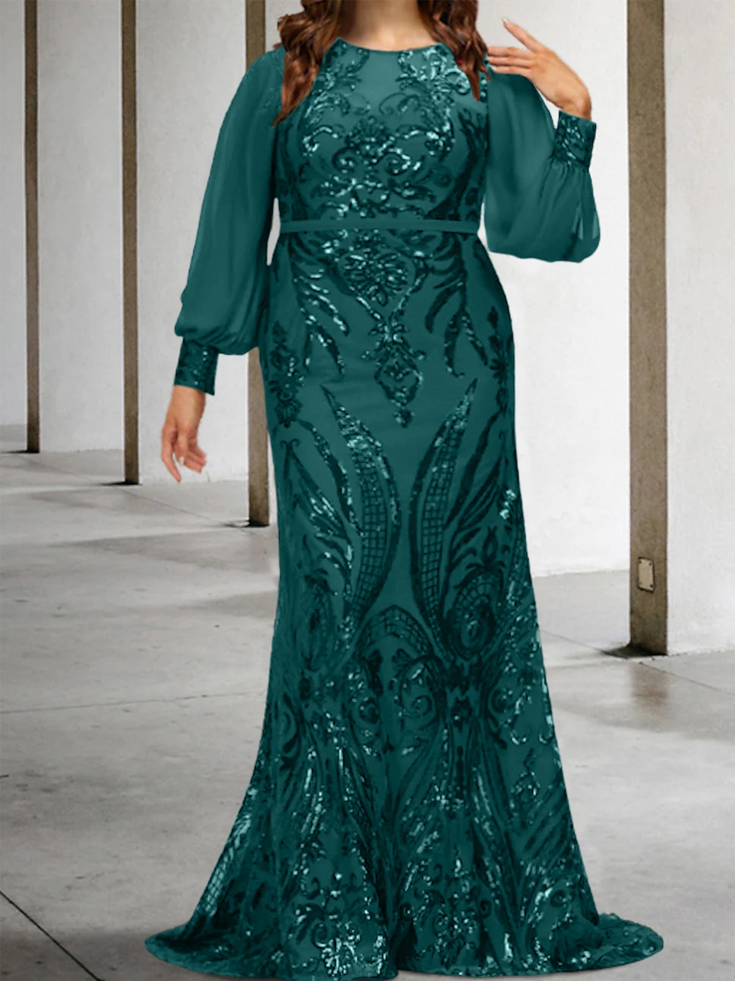 Sequined Mother of the Bride Sheath or Column Gowns