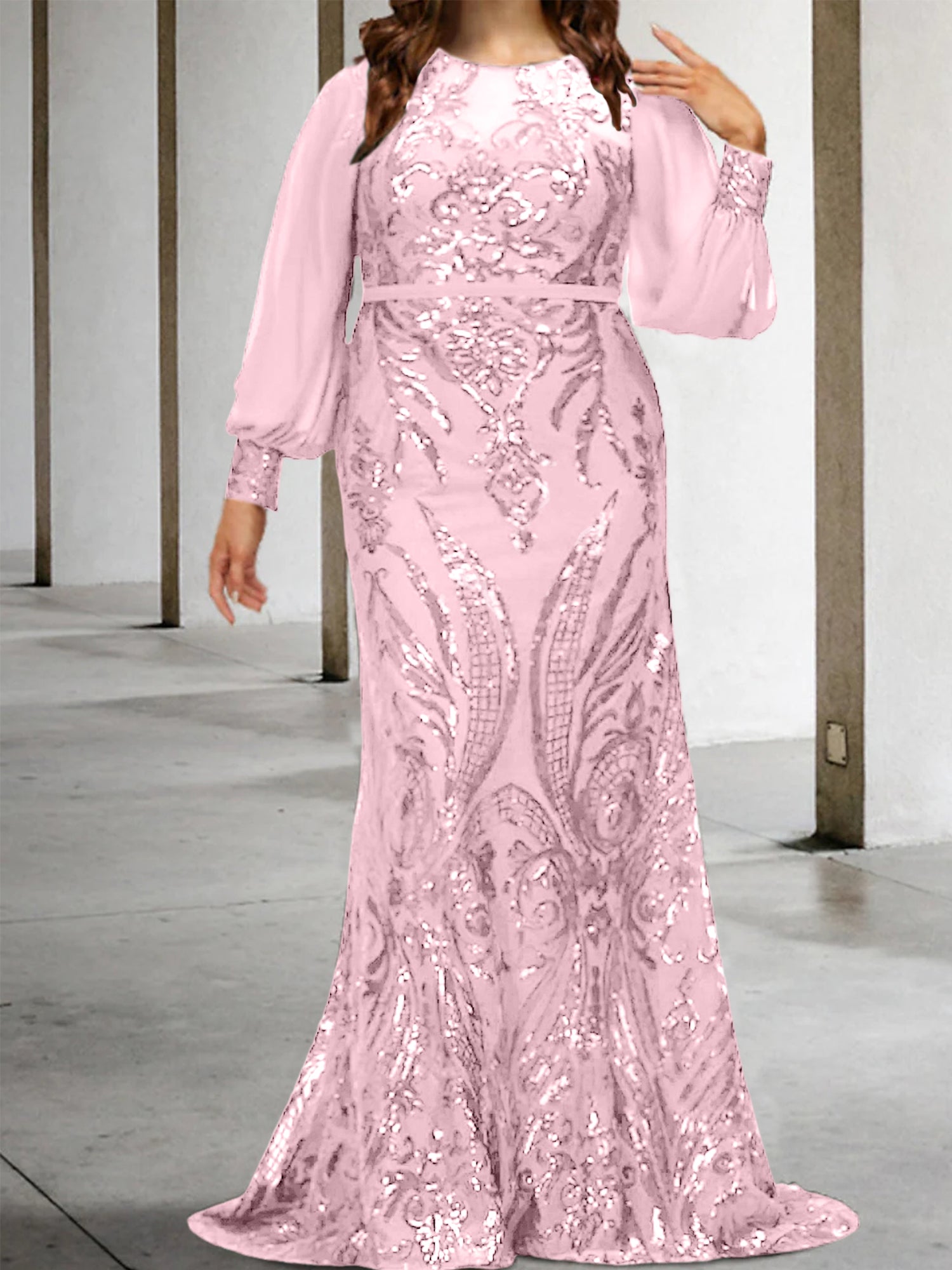 Sequined Mother of the Bride Sheath or Column Gowns