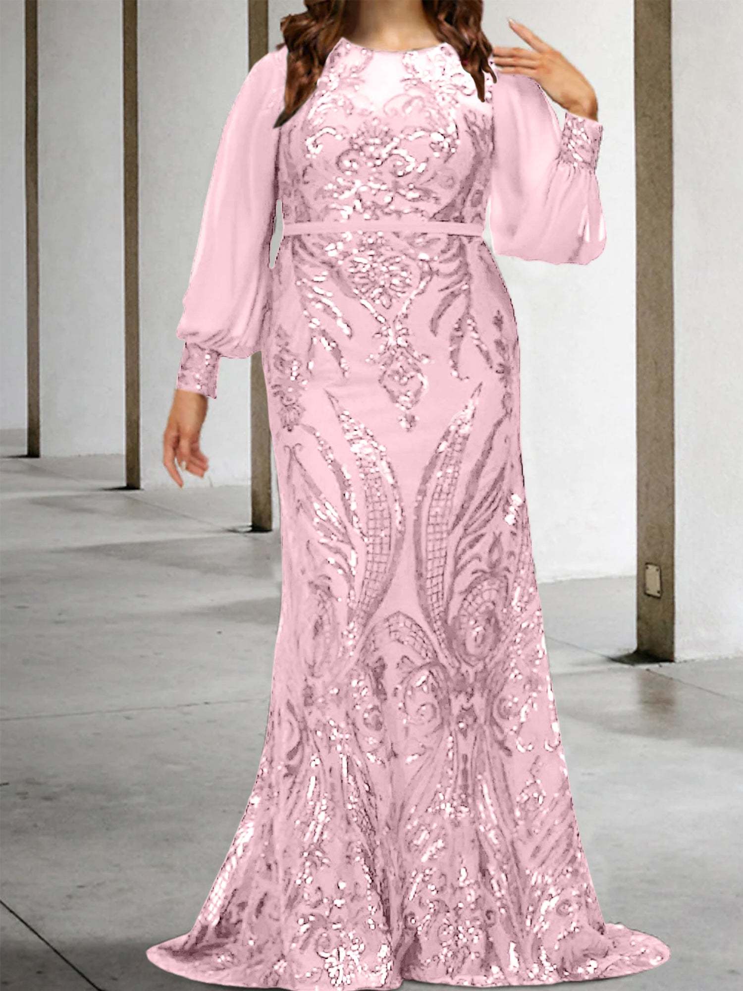 Sequined Mother of the Bride Sheath or Column Gowns