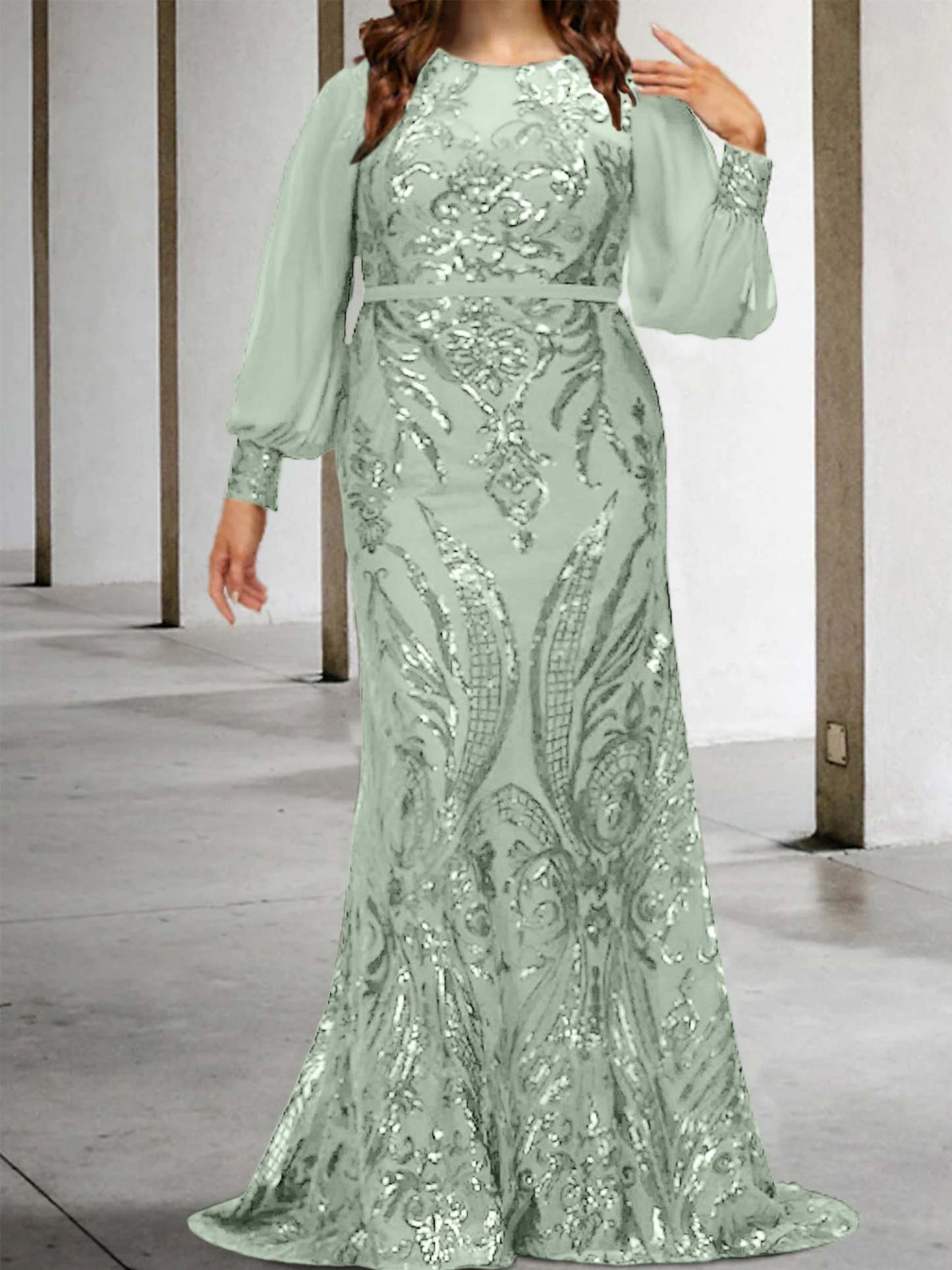 Sequined Mother of the Bride Sheath or Column Gowns