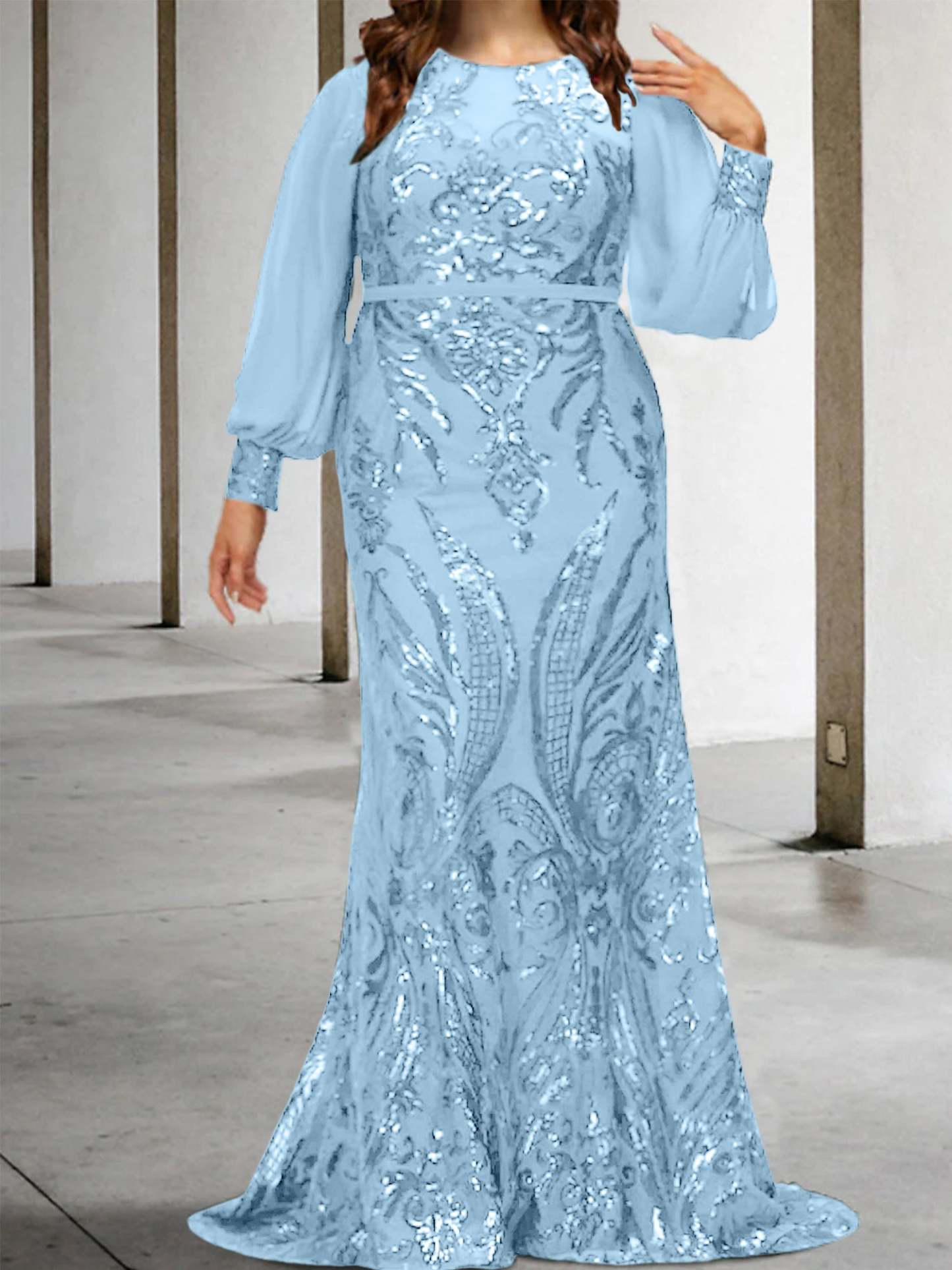 Sequined Mother of the Bride Sheath or Column Gowns