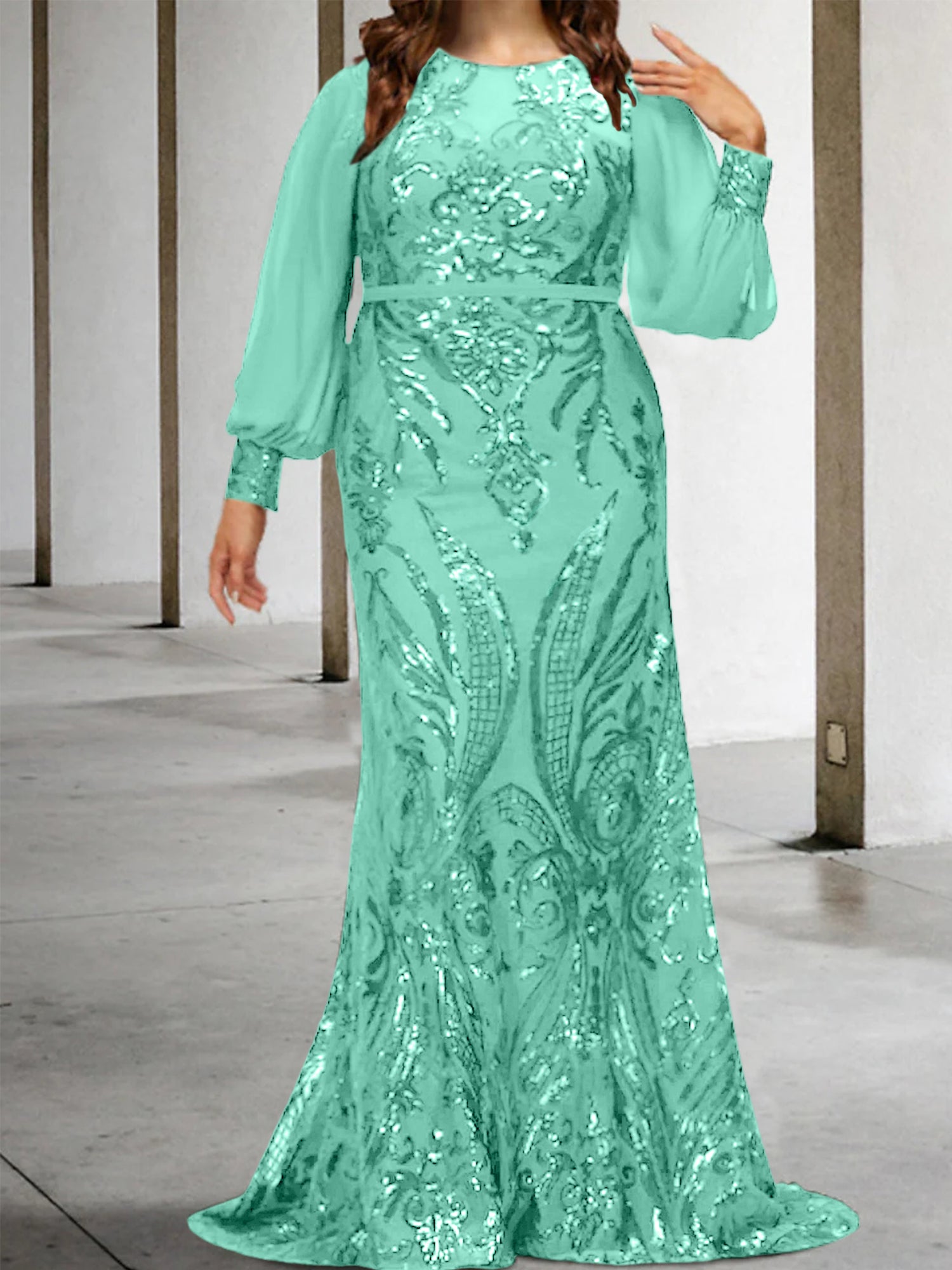 Sequined Mother of the Bride Sheath or Column Gowns
