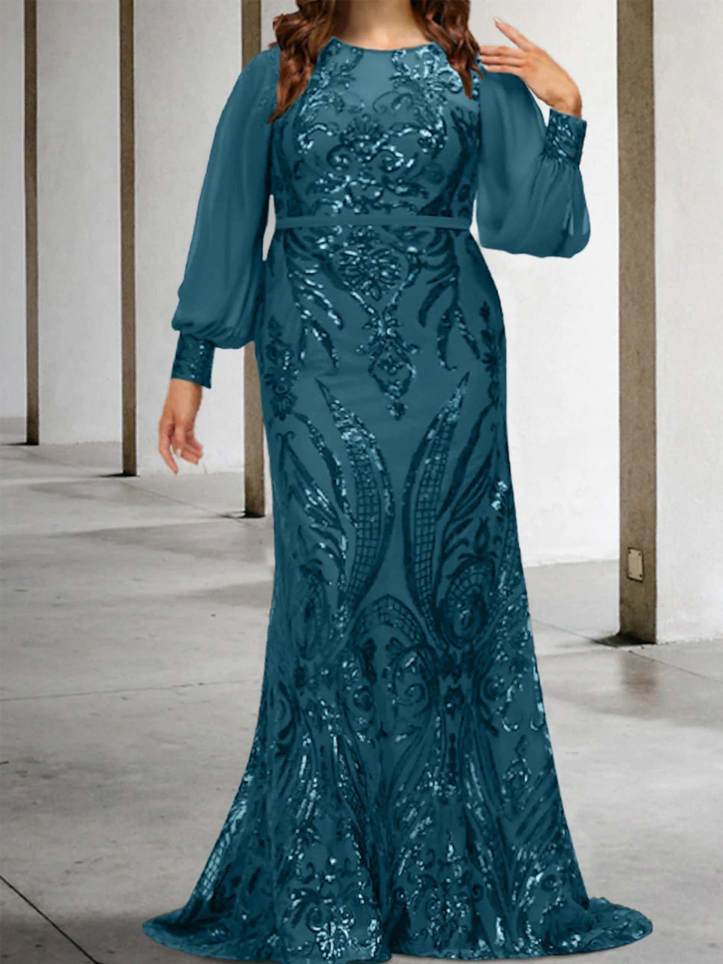 Sequined Mother of the Bride Sheath or Column Gowns