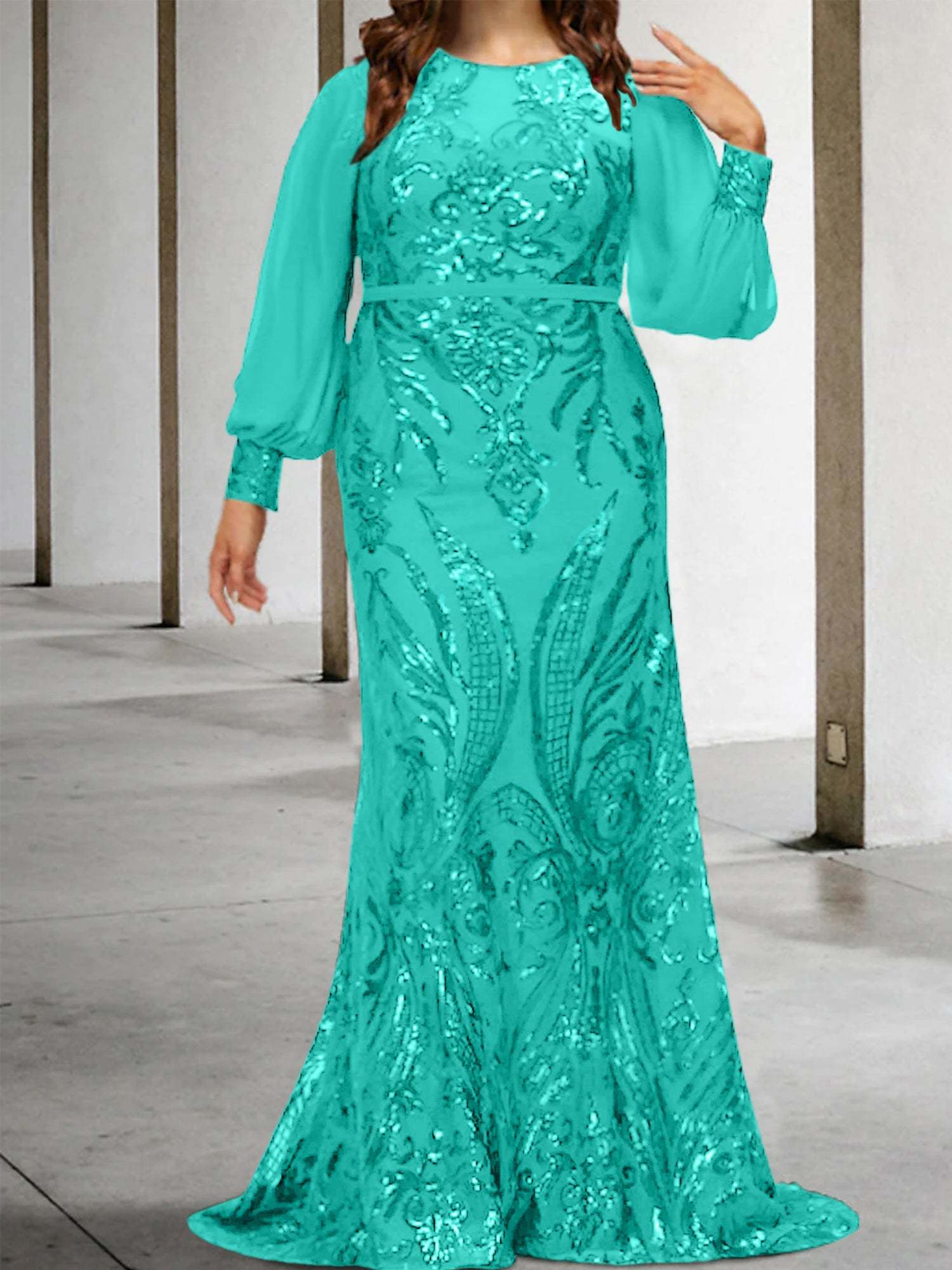 Sequined Mother of the Bride Sheath or Column Gowns